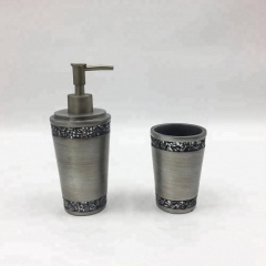 High Quality Silver Satin Resin Mosaic Bathroom Cup for Gargle